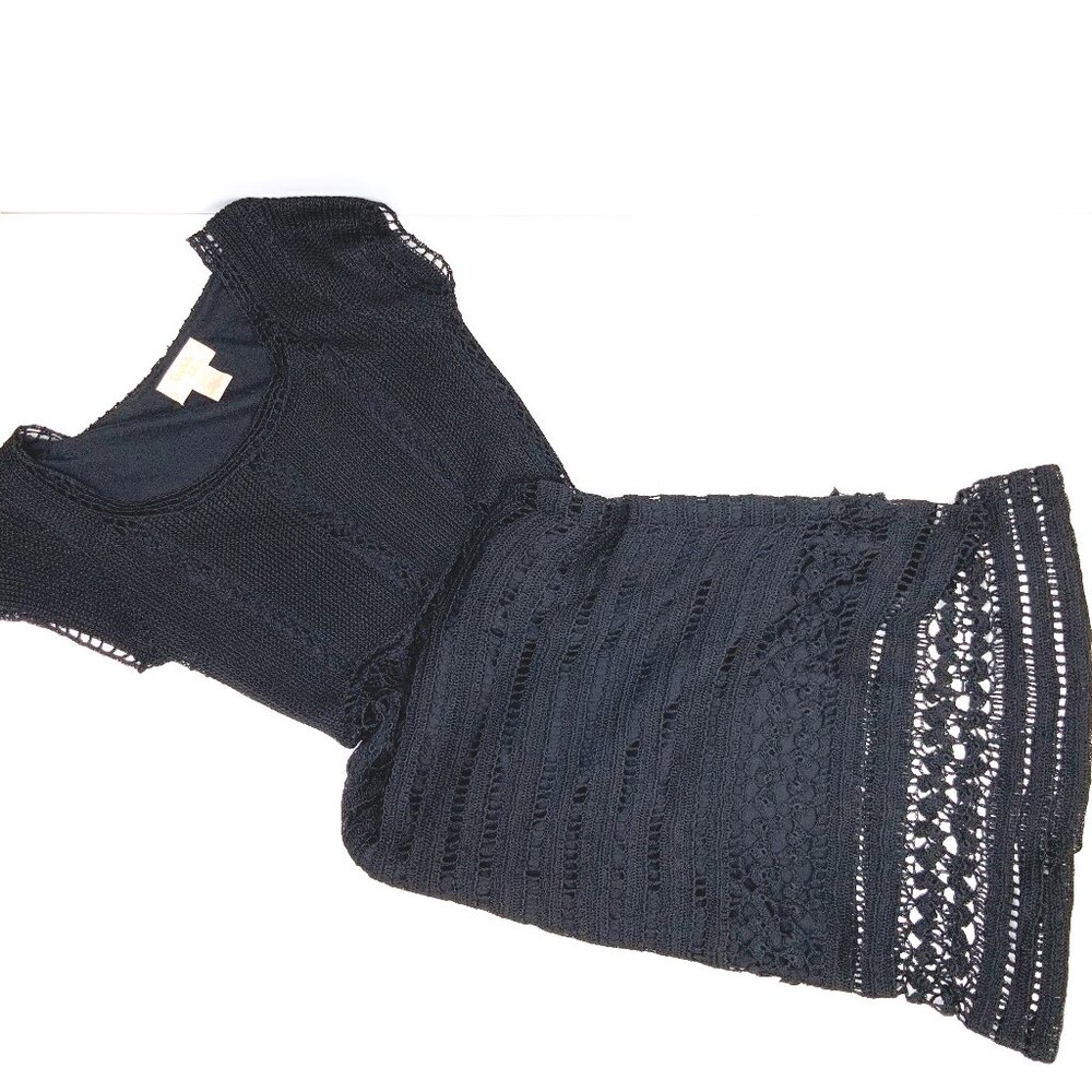 Vintage 90’s Kroshetta By Papillon Black Crochet Midi Dress Size S - Picture 13 of 16